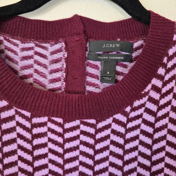J.Crew Collection Cashmere Sweater Women's S Burgundy Herringbone Preppy Classic - Picture 12 of 12